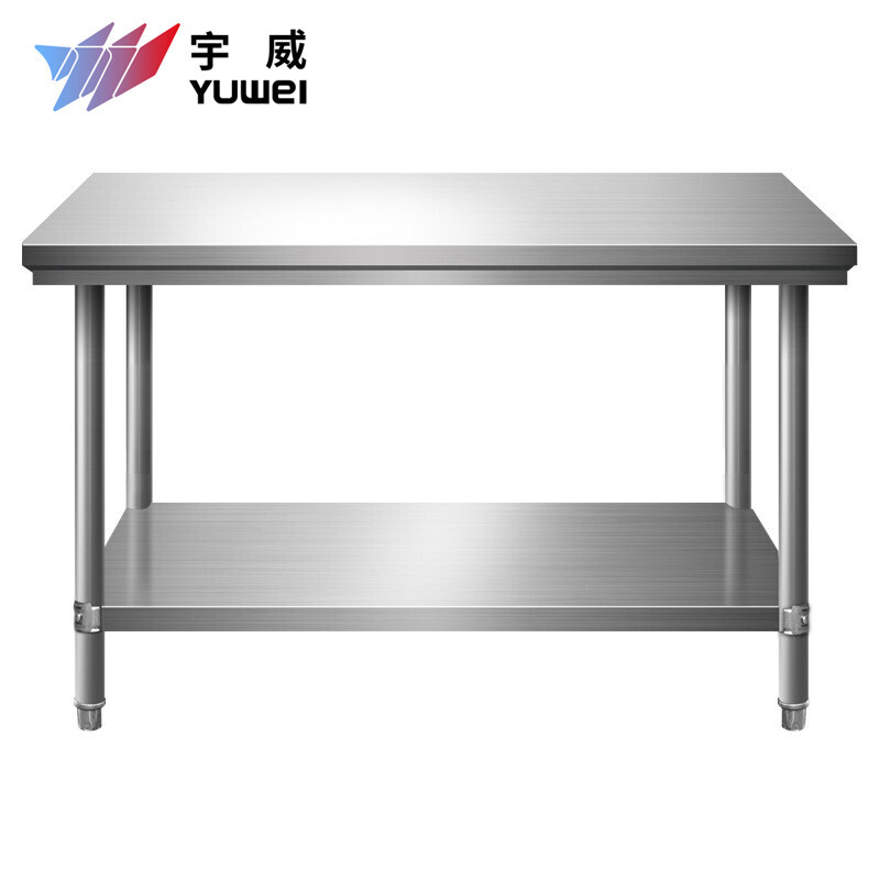 宇威201不锈钢工作台双层操作台商用打荷台桌子包装台120*60*60cm TW-BXGG06/张