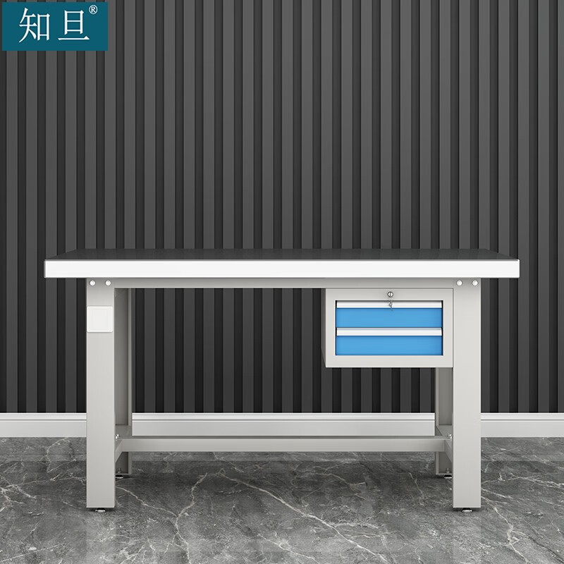 知旦工作台ZD6706车间维修桌打包台单桌吊二抽1.8米不锈钢台面 工作台/张