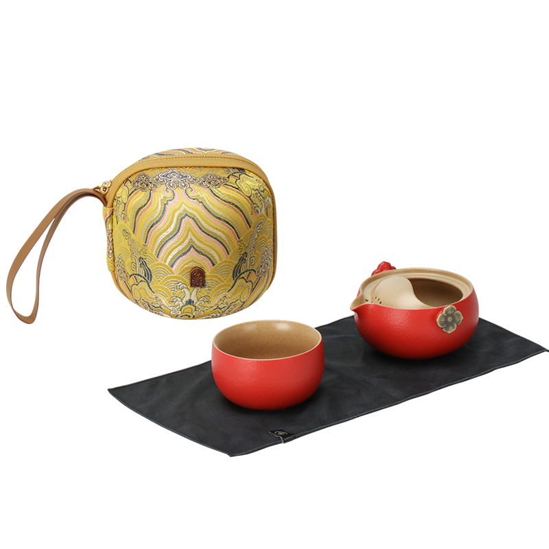 万仟堂（Edenus）【新年礼物】茶具高档 快客杯陶瓷一壶一杯旅行茶具套装 事事如意 快客杯/套