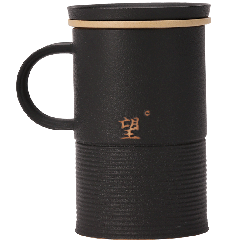 万仟堂陶瓷茶杯 高档办公杯带盖创意水杯送男友茶水分离杯水杯茶杯 望杯 陶瓷茶杯/套