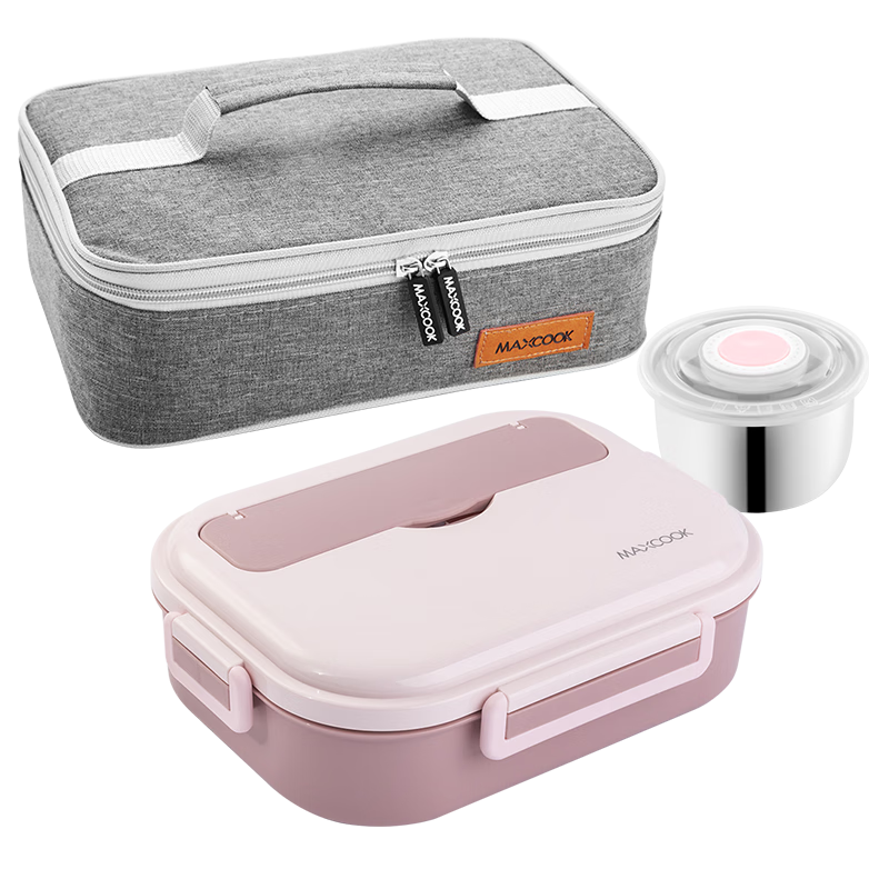 美厨（maxcook）316L不锈钢饭盒 微波炉饭盒5格保温学生饭盒 配餐具袋子MCFT5883 316L不锈钢微波炉饭盒/个