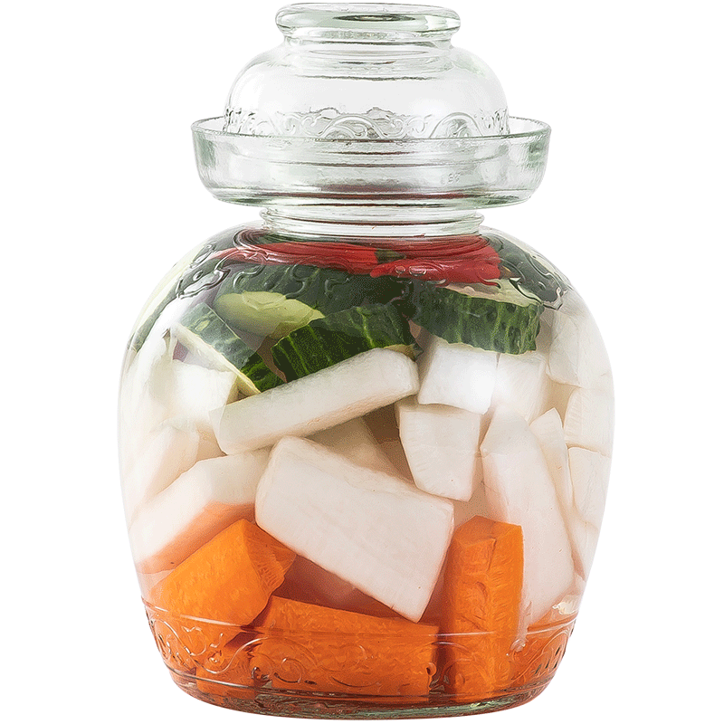 美厨（maxcook）玻璃泡菜坛子 加厚玻璃瓶密封罐泡酒瓶泡腊八蒜 5斤装MCX975 玻璃泡菜坛子/个
