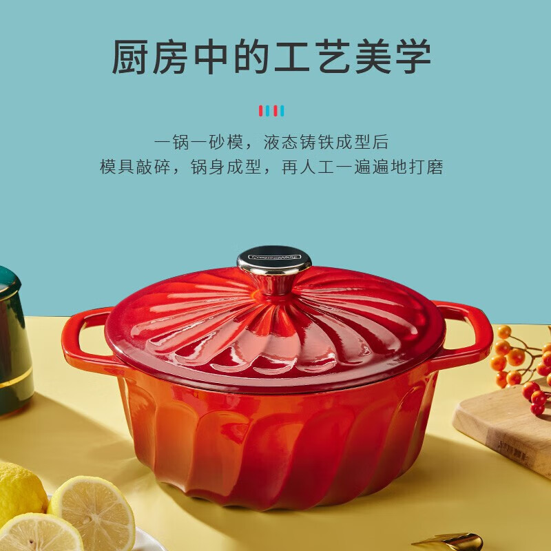 康宁（VISIONS）珐琅锅铸铁锅家用煮锅炖锅煲汤锅炖肉锅多功能锅 炫纹珐琅锅 22cm CORNINGWARE炫纹珐琅锅/件