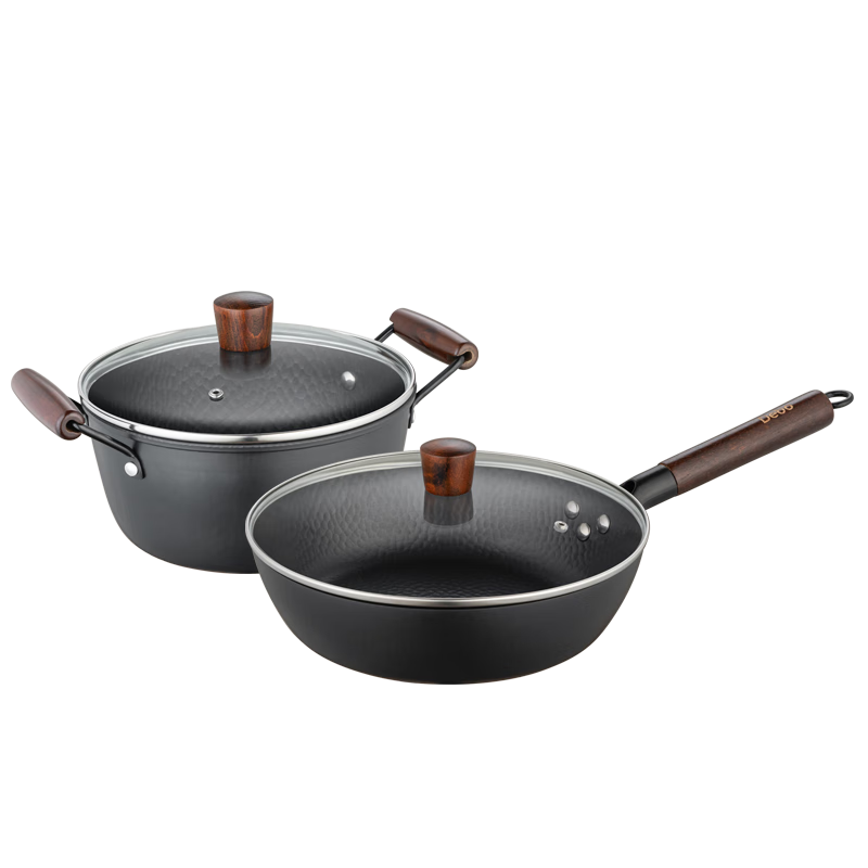 Debo 德铂锅具套装煎锅汤锅两件套铁锅不粘锅不挑灶DEP-DZ691 DEP-DZ691/套