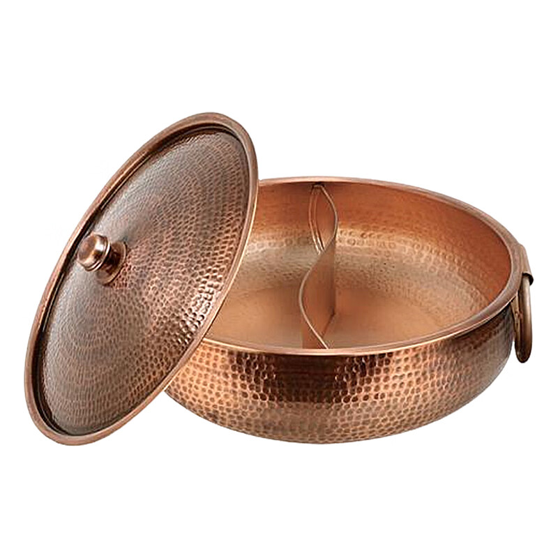 益美得 PG342 纯铜火锅平底老式熬阿胶铜锅火锅盆 直径32cm 鸳鸯锅 PG342/个