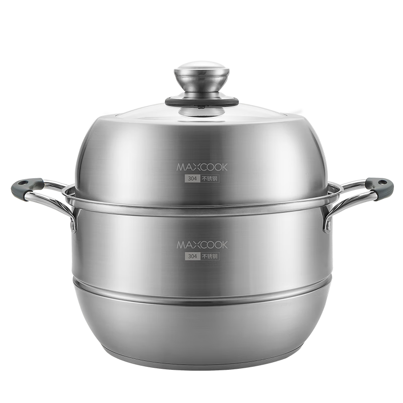 美厨（maxcook）蒸锅全304不锈钢30cm二层蒸锅感温复底汤锅 燃气电磁炉通用MCZ699 304不锈钢蒸锅二层/个