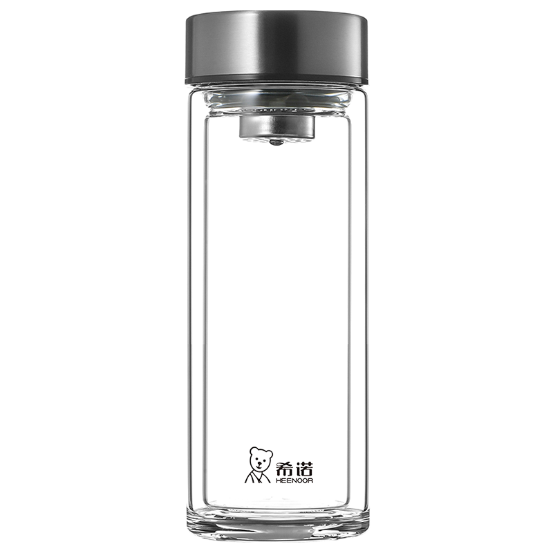 希诺双层玻璃杯男家用商务办公泡茶杯子车载过滤水杯XN-6595 360mL XN-6595/只