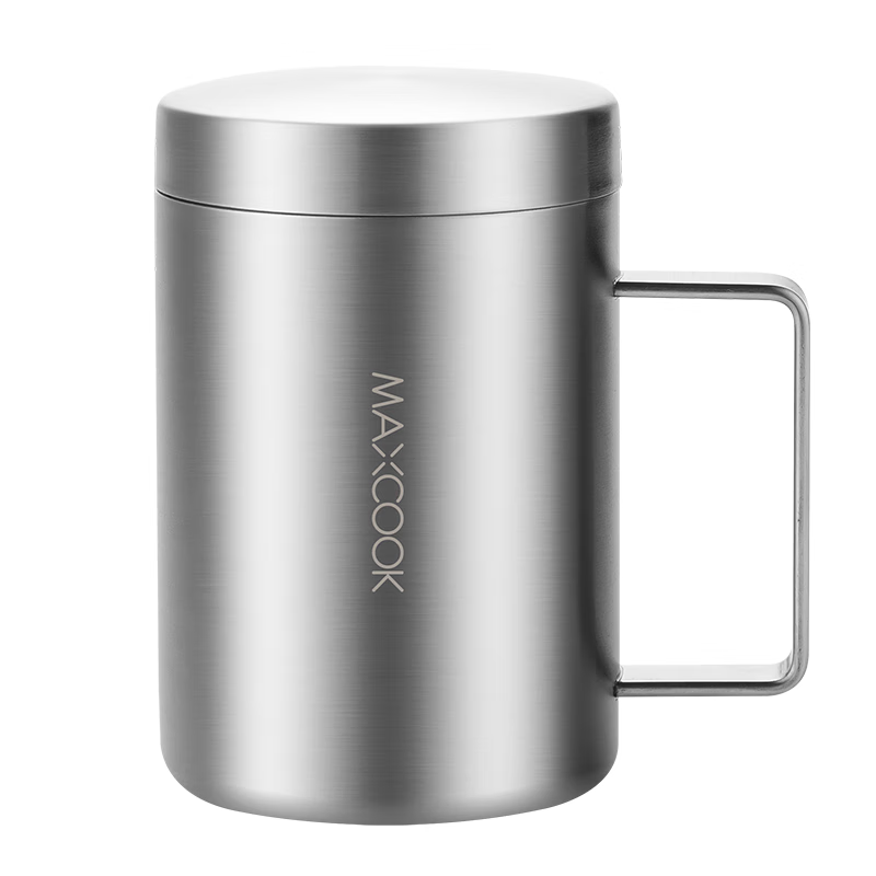 美厨（maxcook）316不锈钢水杯 双层泡茶杯口杯儿童学生带盖手柄400ml  MCB1112 316不锈钢水杯/个