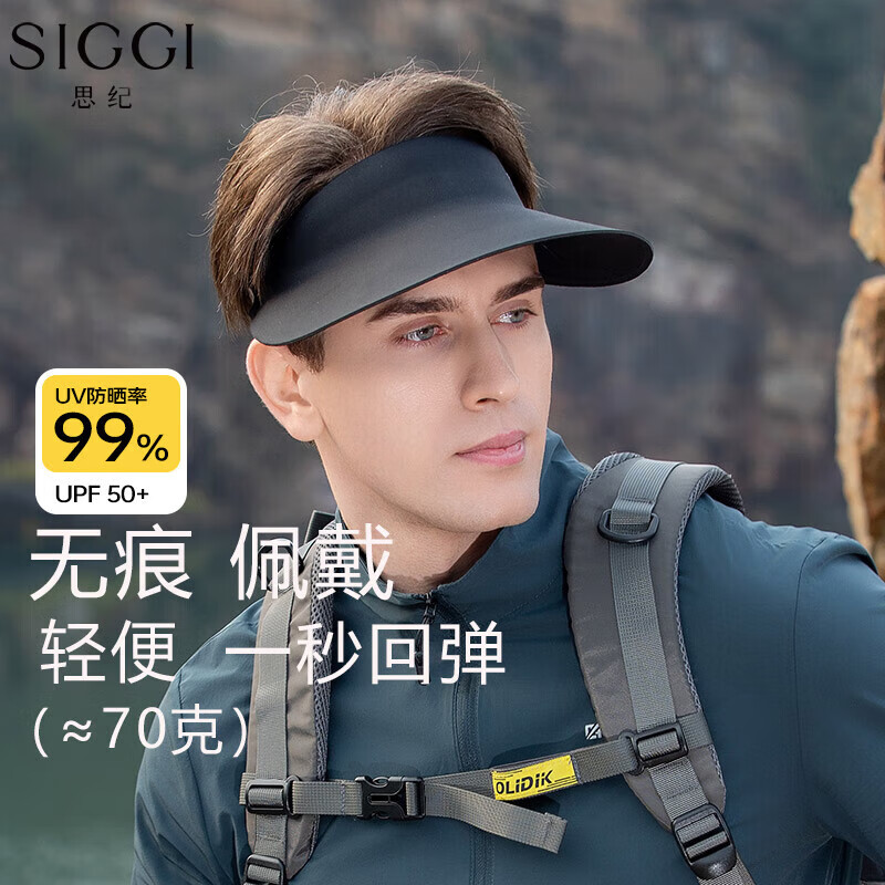 Siggi男士防晒帽春夏空顶遮阳帽户外出游钓鱼徒步登山帽防紫外线帽子 SI95312/顶