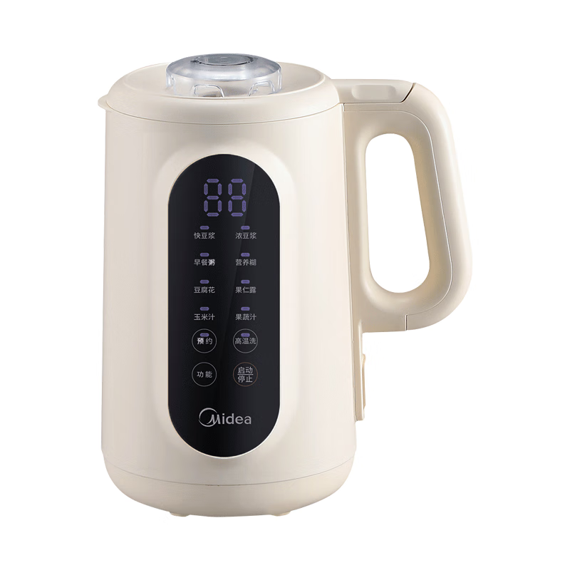 美的（Midea）豆浆破壁机1L容量3-4人 一键高温除菌清洗 家用小型全自动免煮免过滤多功能榨汁机料理搅拌机 006S DJ10W2-006S/台