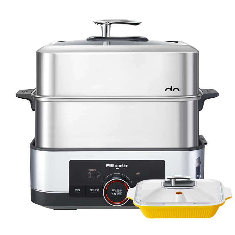 东菱（Donlim）电蒸锅炖蒸一体多功能蒸汽锅双层不锈钢 家用3-4人大容量陶瓷汽锅鸡高温速蒸预约保温蒸箱DL-1005 DL-1005/台
