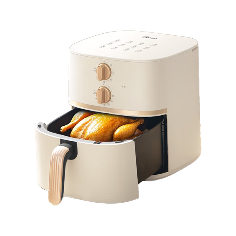 美的（Midea）空气炸锅免翻面双旋钮家用大容量5.3L多功能空气炸锅蒸烤一体热风循环金属内腔 MF-KZE535J5 MF-KZE535J5/台