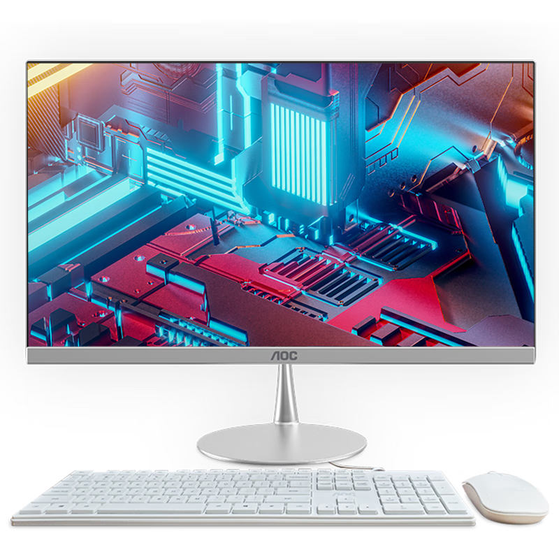 AOC美人鱼734Pro 23.8英寸高清办公学习台式一体机电脑(酷睿i5-12450H 16G 512G WiFi)白 A24734M6018200/台
