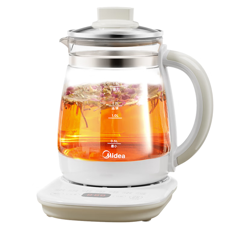 美的（Midea）养生壶 1.5L全自动煮茶壶 24h预约烧水壶 12小时智能恒温 11档控温电热水壶 花茶壶煮茶器YS15P202 MK-YS15P202/台
