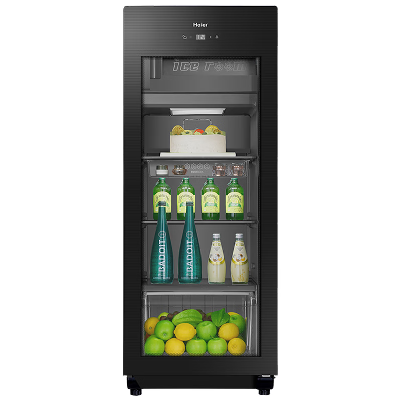 海尔（Haier）167升冰吧冷藏柜带冷冻室家用客厅办公室单门冰箱透明玻璃门茶叶水果保鲜LC-167LH69D1 LC-167LH69D1/台