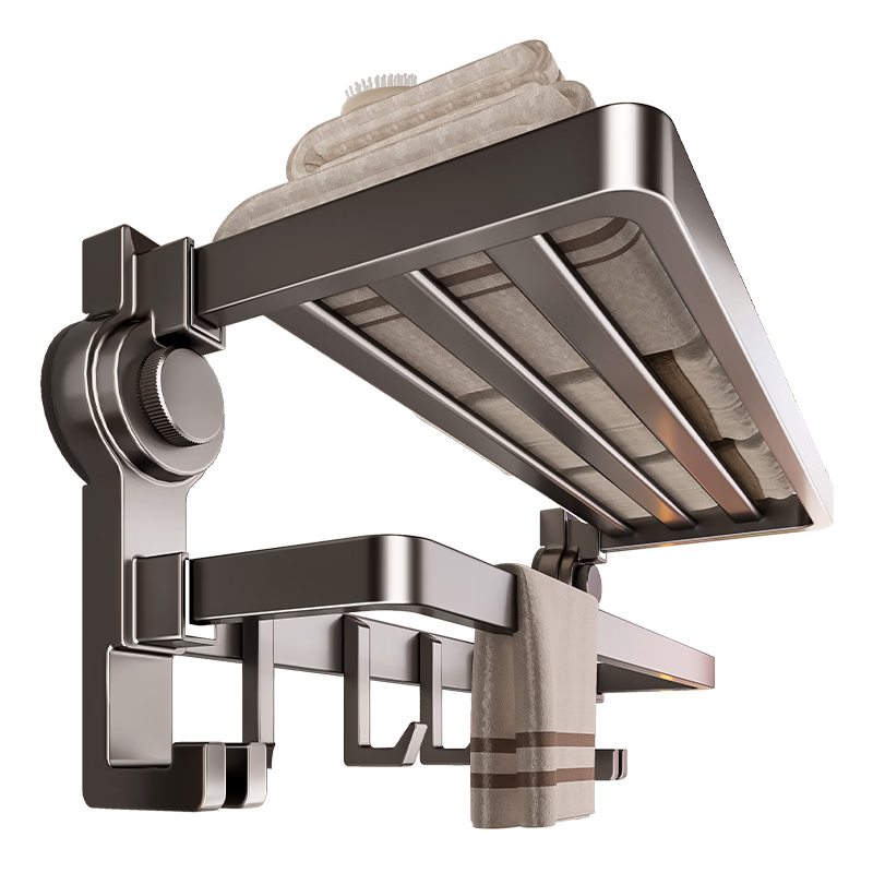 百悍吸盘毛巾架免打孔卫生间置物架浴室挂件厕所卫浴洗手间浴巾架挂架 G01L325QH/个