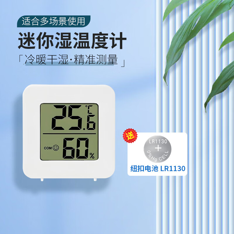 乐兰迪迷你室内温度计办公婴儿房数显高精度温湿度计+表情显示 L1171 温湿度计/个