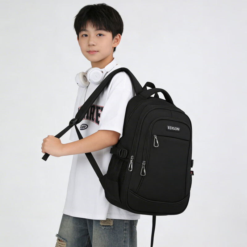 Edison爱迪生初中生书包护脊减负防泼水6-9年级中学生大容量背包L796-9 书包/个