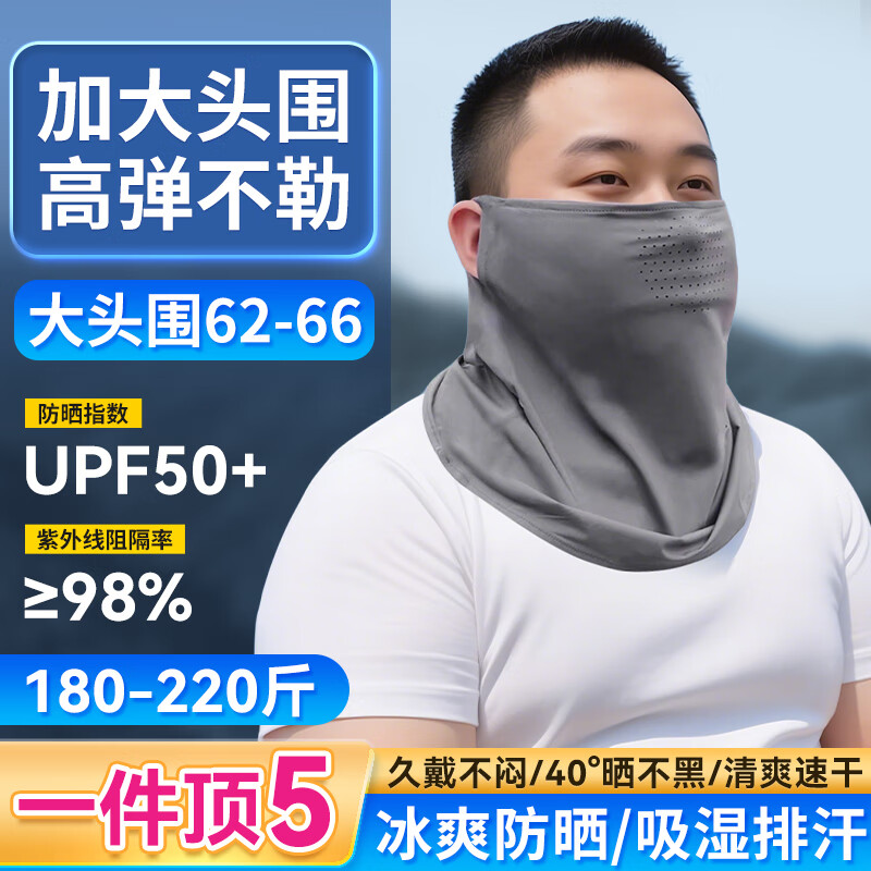 偶森大码防晒面罩胖子大脸加大号宽松遮阳全脸防紫外线骑行面巾护颈夏 MZ-601/件