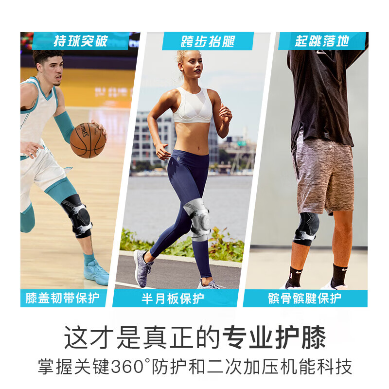 百斯锐5D pro-s护膝专业运动半月板保护男士篮球健身男膝盖护具 BSRXGDHX2/副