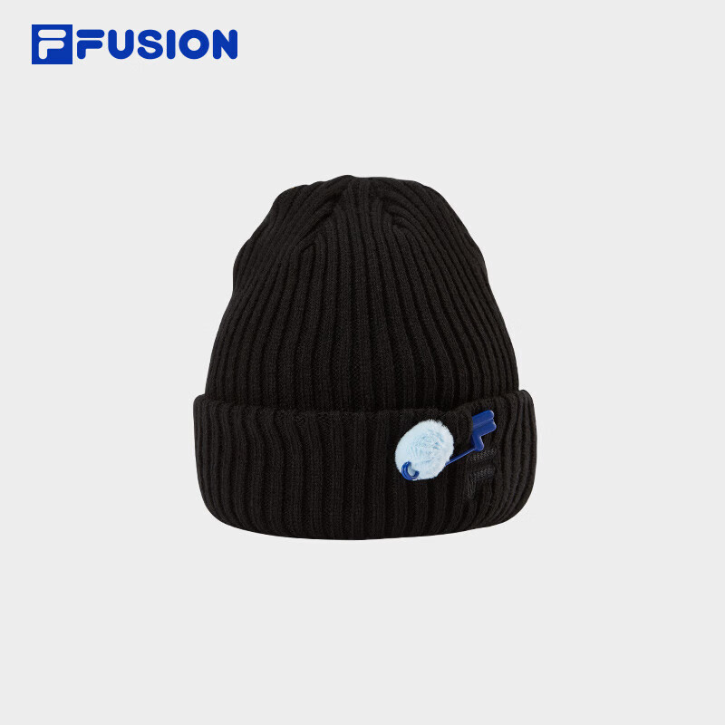 斐乐（FILA）FUSION斐乐潮牌情侣款针织帽2024冬季时尚休闲帽毛线帽深黑XS T13U443203A/顶