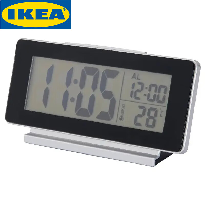 宜家 IKEA FILMIS菲尔米斯 钟/温度计/闹铃 黑色 16.5x9 厘米 闹钟/个