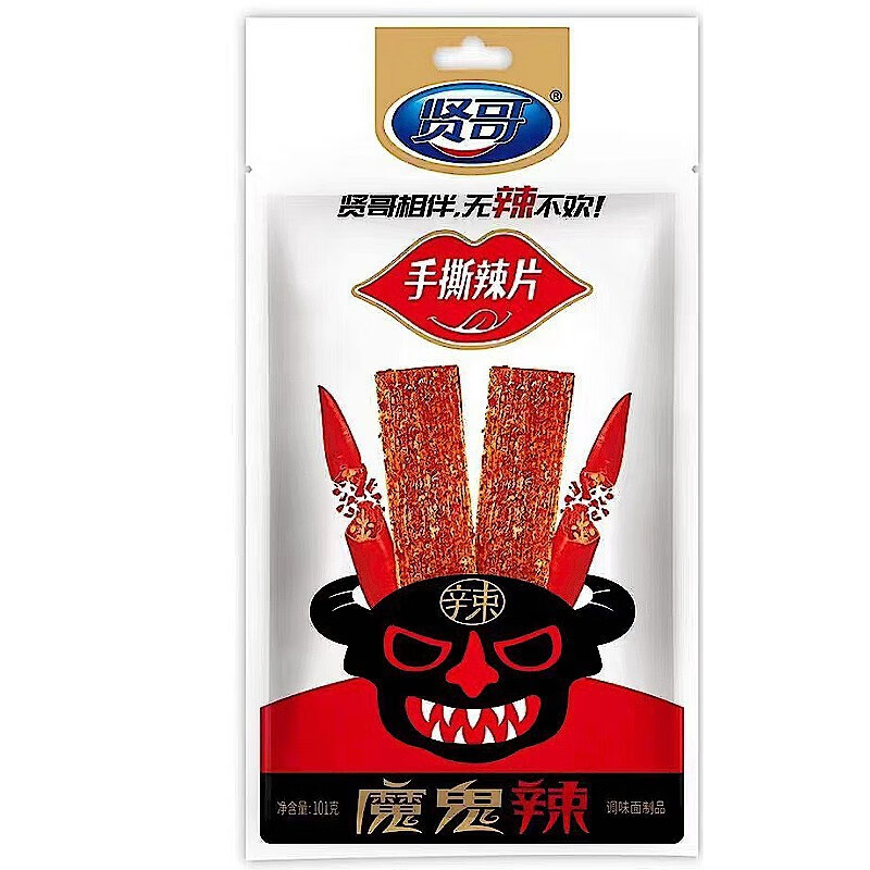 贤哥 辣条网红零食小吃面筋辣片休闲食品 101g魔鬼手撕辣片*15袋/件  辣条网红零食小吃面筋辣片休闲食品 101g魔鬼手撕辣片*15袋/件/件