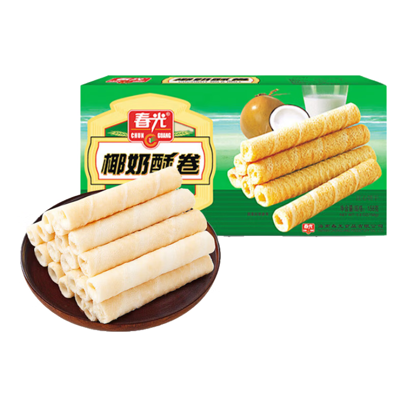 春光食品海南特产 椰奶酥卷158g 夹心蛋卷椰子饼干休闲零食独立小包装 春光椰奶酥卷/盒