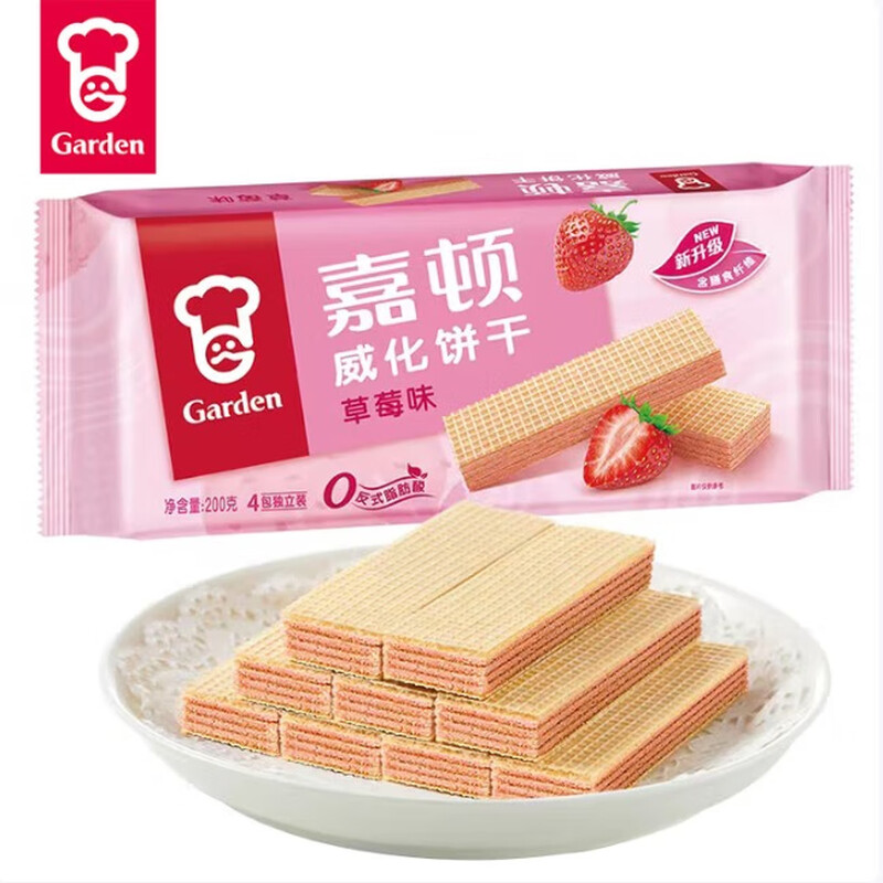 嘉顿威化饼干 草莓味200g/包*2包+巧克力味200g/包*2包 包装随机 嘉顿威化饼干 草莓味200g/包+ 巧克力味 200g/包/个