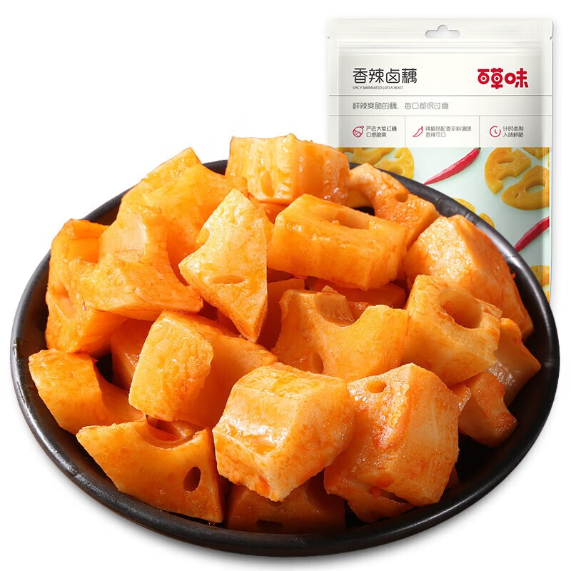百草味香辣卤藕 零食莲藕小吃即食美食脆藕拌饭菜 180g*2袋 香辣卤藕/件
