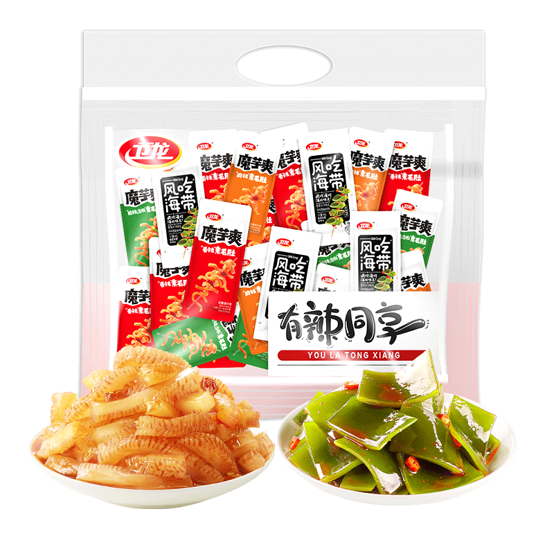 卫龙魔芋爽 海带 年货节大礼包1066g 解馋零食休闲零食新老款交替发货 魔芋爽/袋