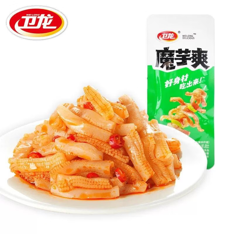 卫龙魔芋爽 休闲零食即食小吃 素毛肚酸辣味18g*20袋*4盒 酸辣味/件