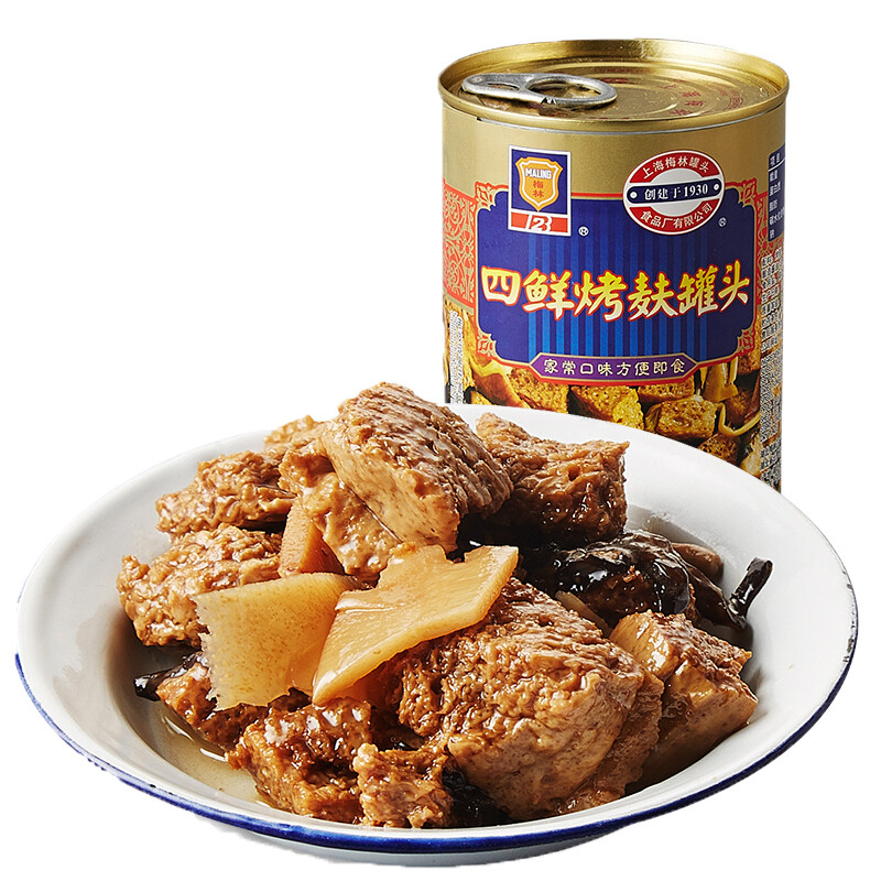 MALING 上海梅林 四鲜烤麸罐头354g 预制菜下饭菜罐头（包装更替） 罐头/罐