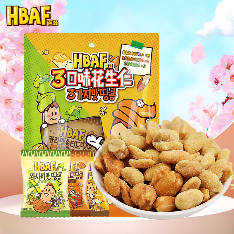 芭蜂 蜂蜜黄油山葵焦糖混合味花生仁70g独立装坚果炒货零食原汤姆农场 芭蜂/袋