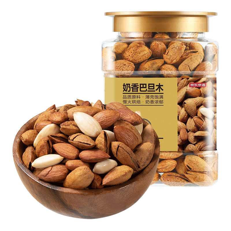 京东京造 奶香巴旦木500g 每日坚果干果扁桃仁非油炸炒货零食自营 500g/罐