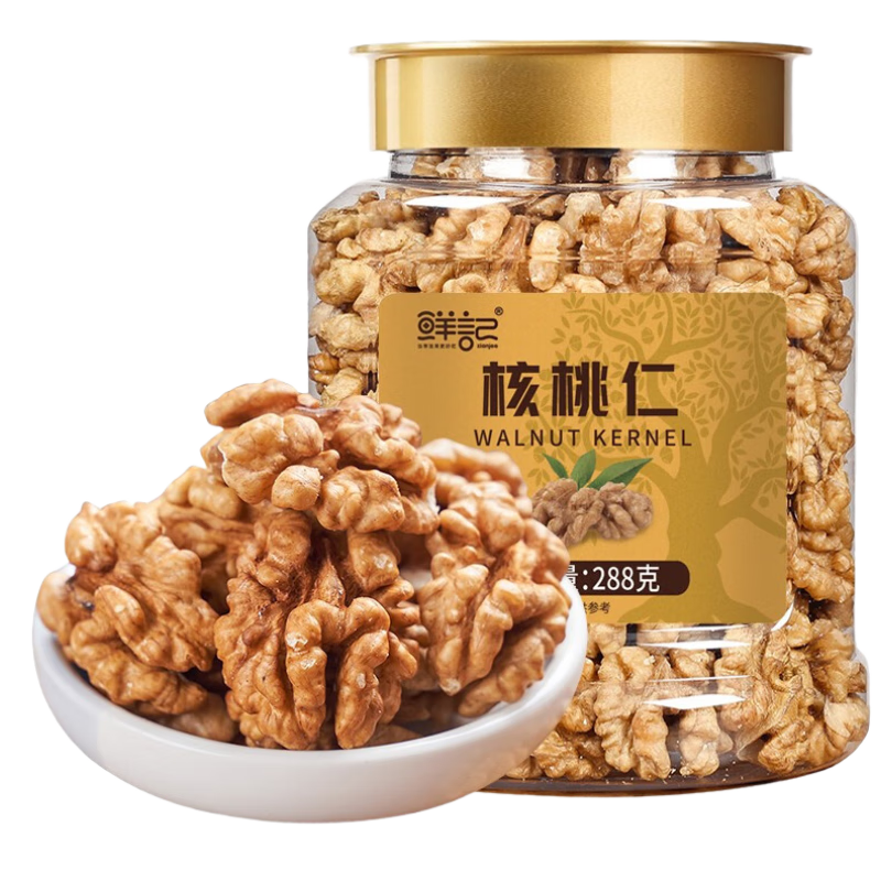 鲜记核桃仁288g/罐 果仁饱满 休闲办公坚果仁儿童零食 核桃仁罐装 核桃仁288g/罐/罐