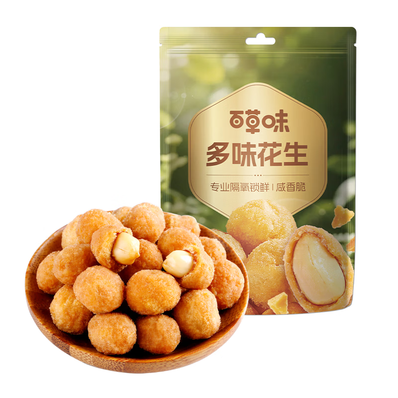百草味 休闲零食地方特产小吃每日坚果炒货花生米 多味花生210g/袋 多味花生 210g/袋/袋