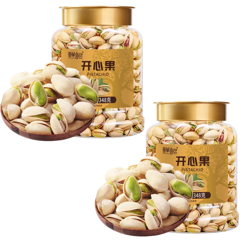 鲜记开心果348g*2罐 年货坚果零食 果仁酥脆咸甜适中 罐装开心果 开心果348g/罐/罐
