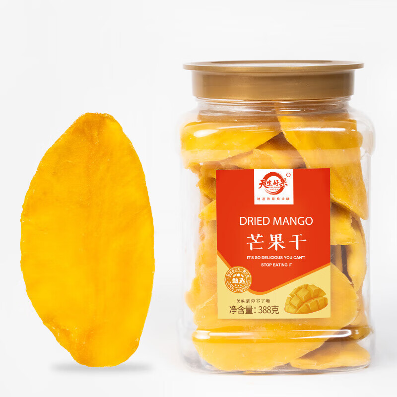 天生好果 【芒果干388克*1罐】厚切大片水果干蜜饯果脯大分量装零食  芒果干388克/罐
