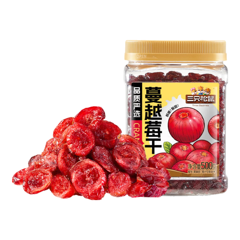 三只松鼠蔓越莓干500g 罐装美国进口烘焙水果干蜜饯果干酸甜果脯休闲零食 蔓越莓干/罐