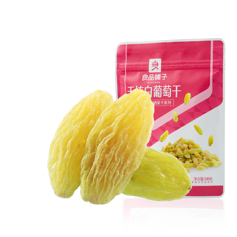 良品铺子 无核白葡萄干180g/袋 蜜饯果干休闲零食新疆特产水果干 葡萄干/袋