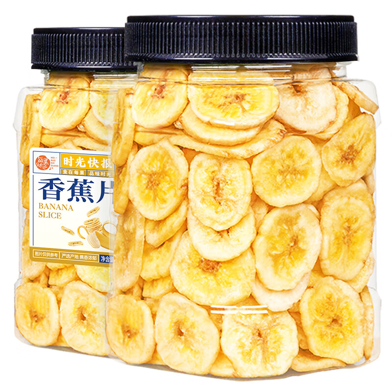 每果时光香蕉脆片300g罐装水果香蕉干蜜饯果干下午茶儿童休闲零食 香蕉片300g/罐