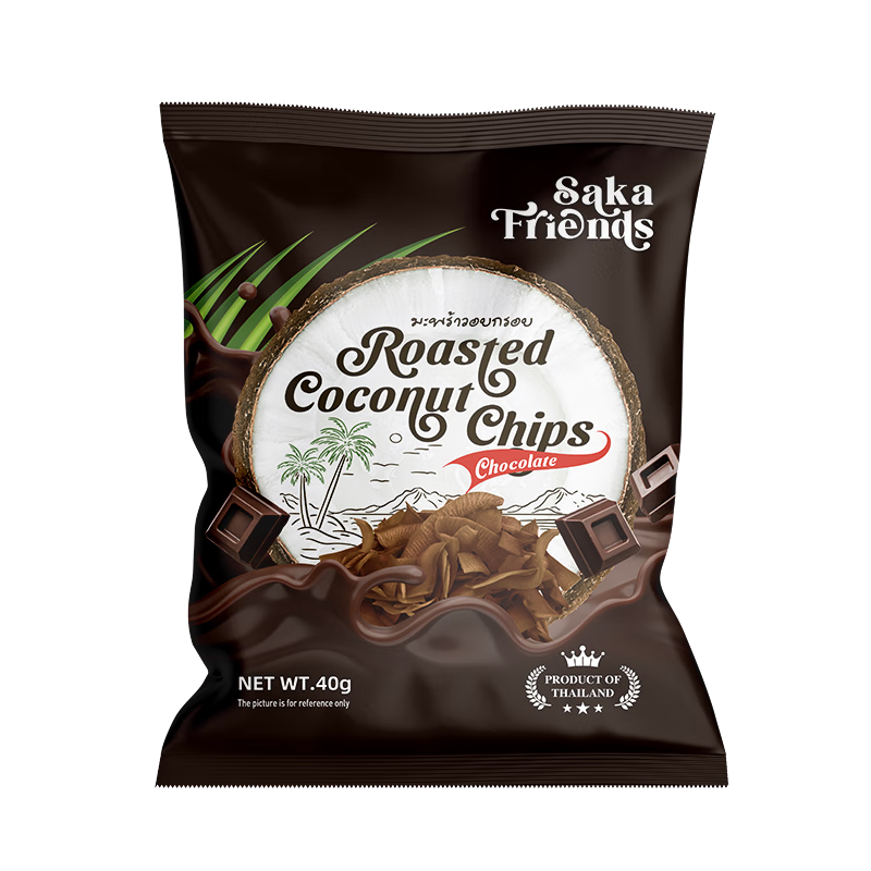 SAKA FRIENDS  无 SAKA FRIENDS泰国进口椰子脆片巧克力味高端办公室休闲零食品烘焙非油炸40g 通用规格,无/包