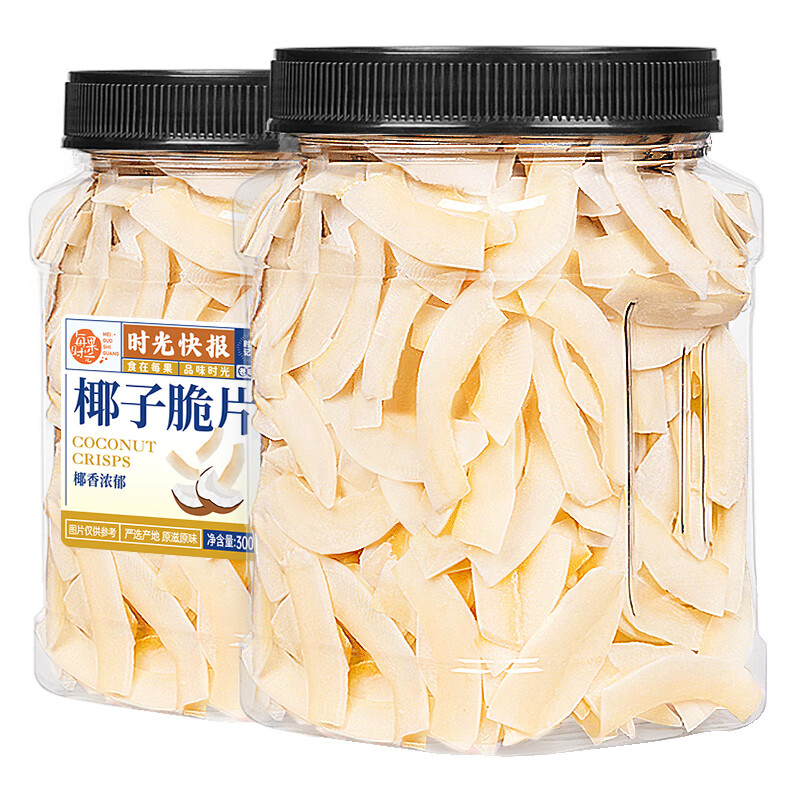每果时光椰子脆片300g海南特产薄脆椰子肉脆块蜜饯水果干孕妇休闲零食 椰子脆片300g/罐