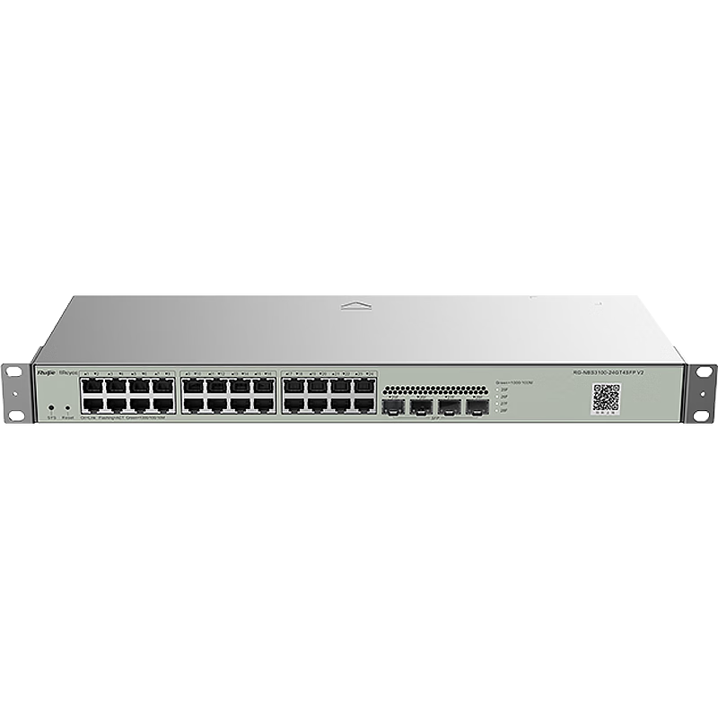 锐捷（Ruijie）24口千兆交换机二层网管接入 RG-NBS3100-24GT4SFP V2 4个千兆光口 企业监控工程高性能分流器 RG-NBS3100-24GT4SFP V2/台