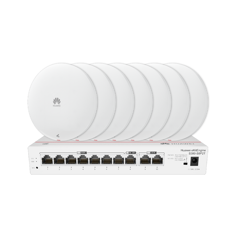 华为全屋WIFI6套装7吸顶AP面板+8口路由交换一体机 无线千兆ac+ap路由器企业级智能组网家用别墅IPTV款 S380-S8P2T/台