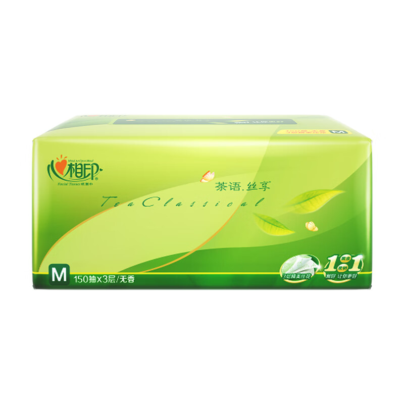 心相印 茶语丝享系列150抽三层塑装纸面巾3包4提装 DT32150（提装） DT32150/包
