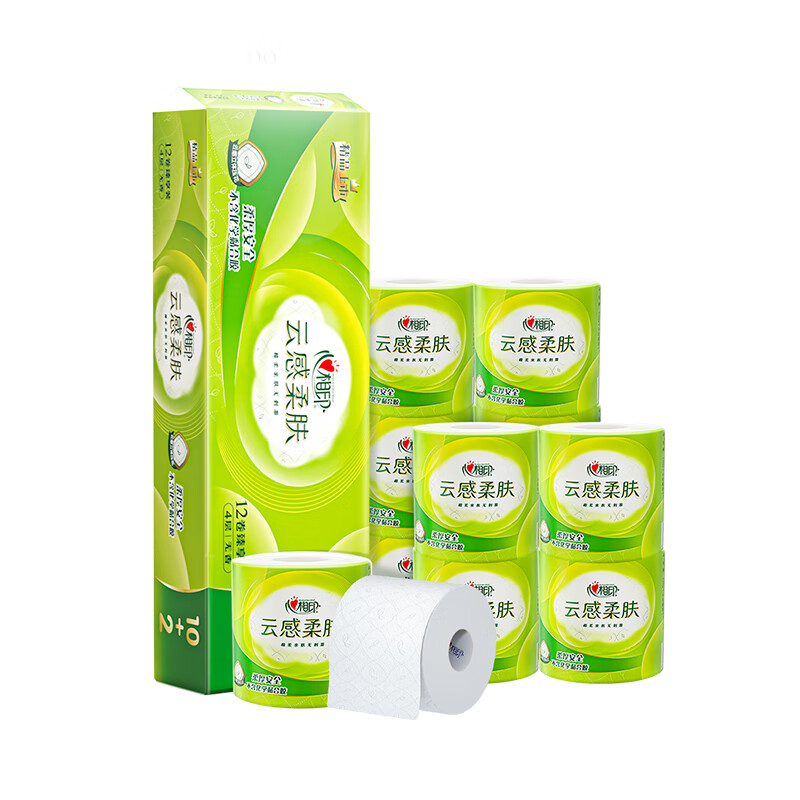 心相印（Mind Act Upon Mind）卷纸云感系列110克12粒装四层立体压花卷筒纸 BT5312/提