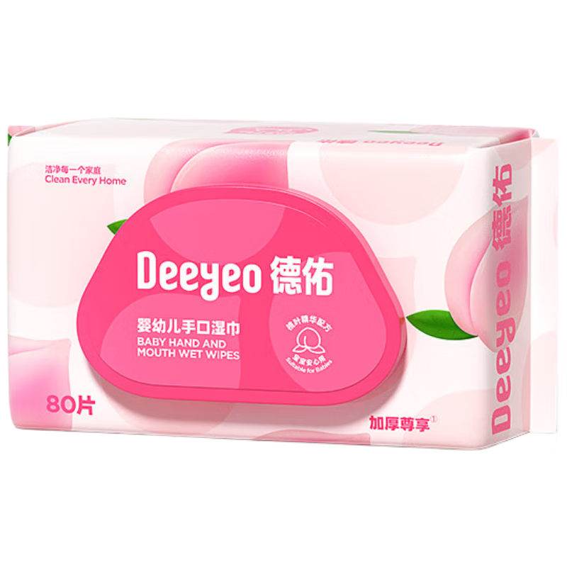 德佑婴幼儿手口湿巾桃叶款80片*3包2007DYWP202R03 80片*3包/包
