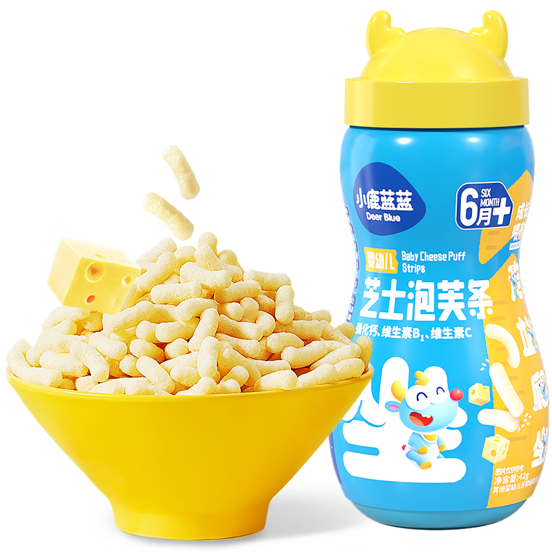 小鹿蓝蓝婴幼儿泡芙条芝士味宝宝儿童零食辅食手指泡芙条42g 6月+ 婴幼儿芝士泡芙条/42g/罐